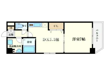 フロンティアタワー九条II(1DK/5階)の間取り写真