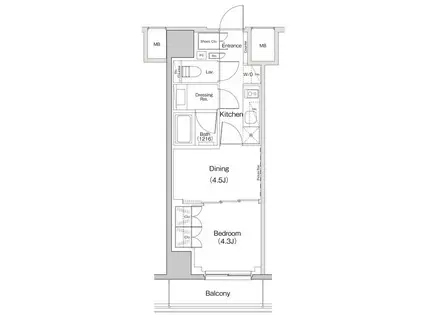 ザ・パークハビオ東長崎(1DK/4階)の間取り写真