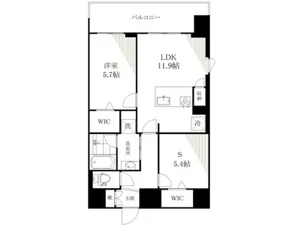 東京マンション(1SLDK/6階)の間取り写真
