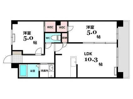 ソフィアコート江波南(2LDK/5階)の間取り写真