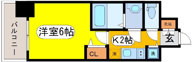 ララプレイス神戸西元町(1K/3階)の間取り写真