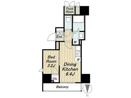 レジディア三軒茶屋III(1DK/9階)の間取り写真