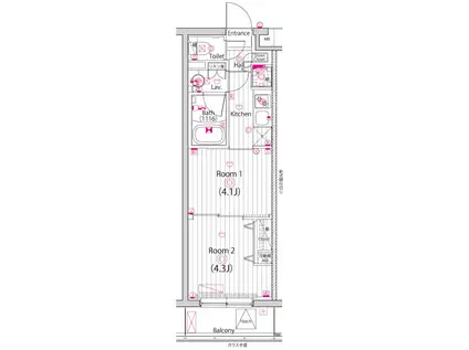 ガーラ・ヒルズ調布(2K/4階)の間取り写真