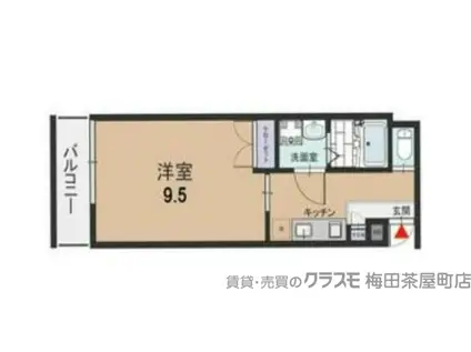 ヒズ・イマージュ北浜(1K/4階)の間取り写真