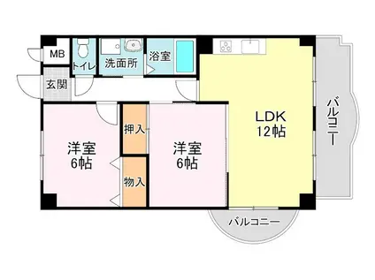 コンフォーレT1(2LDK/2階)の間取り写真