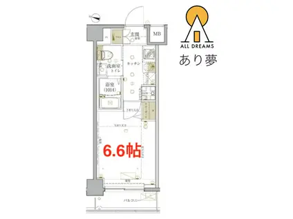 GROWS NISHI YOKOHAMAII(1K/4階)の間取り写真