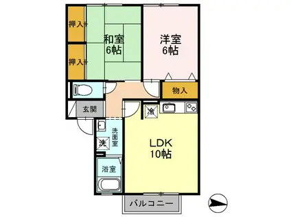 ドリームタウン開成(2LDK/2階)の間取り写真