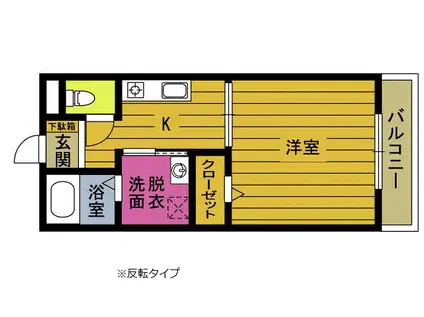 ヴァルト杵築II(1K/2階)の間取り写真