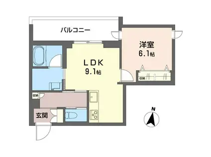 通町グランデ(1LDK/4階)の間取り写真