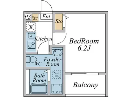 PREMIER S(1K/1階)の間取り写真