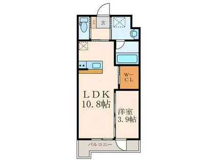 ウィングス城野駅前(1LDK/7階)の間取り写真
