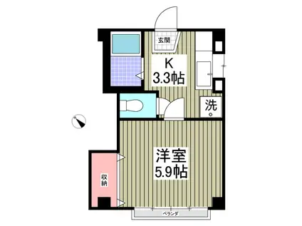 プランドール上戸祭 旧文星サイドハイツ(1K/2階)の間取り写真