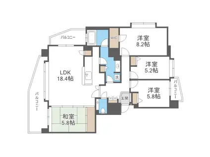 クリーンリバーフィネス桑園南(4LDK/14階)の間取り写真
