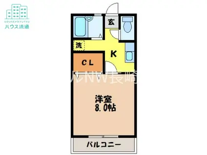 エヴァーグリーン(1K/1階)の間取り写真