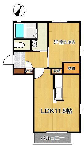 ハーティストK A棟(1LDK/2階)の間取り写真