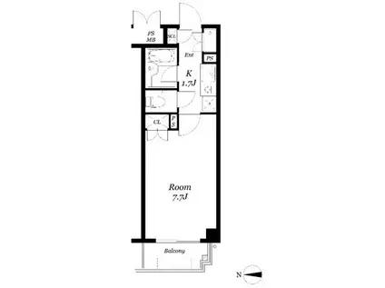 アーバンスクエア郡山(1K/1階)の間取り写真