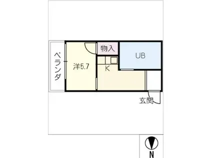 グラスペリアIII(1K/2階)の間取り写真
