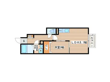 LARIMAR(1LDK/1階)の間取り写真