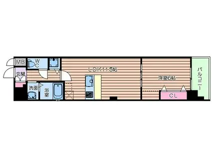 ジューム南船場(1LDK/4階)の間取り写真