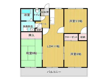 グランドパレス川内(3LDK/1階)の間取り写真