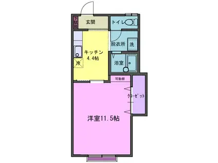 コーポアズール I(1K/2階)の間取り写真