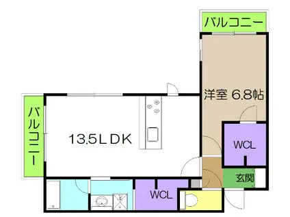 BEREO HARE(1LDK/2階)の間取り写真