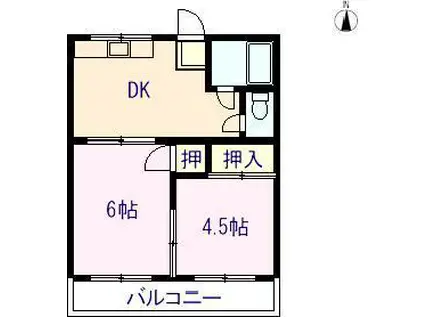 エステルハイツ(2K/2階)の間取り写真