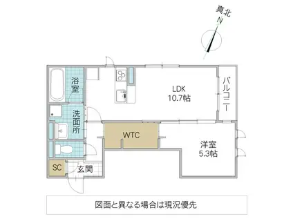 レーヴ・ウェル松代(1LDK/2階)の間取り写真