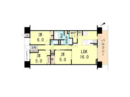 プレサンスロジェ須磨妙法寺桜の杜ウエスト HILLS(3LDK/8階)の間取り写真