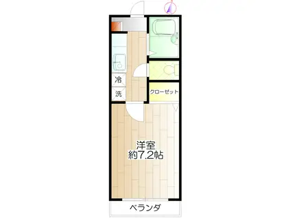 パインスプリーム(1K/1階)の間取り写真