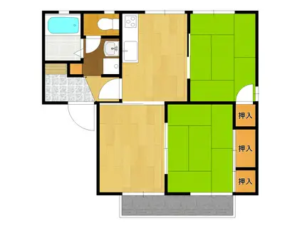 ウィズレイヴォーンVI号棟(3DK/1階)の間取り写真