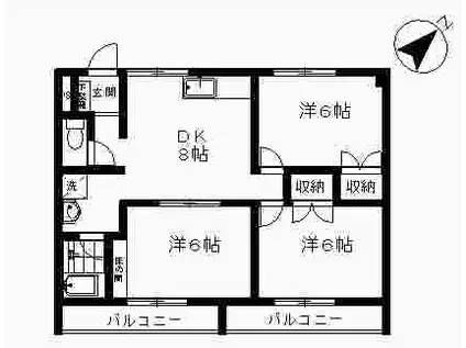 クレール小瀬(3DK/3階)の間取り写真