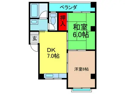 マンションレックス(2DK/2階)の間取り写真