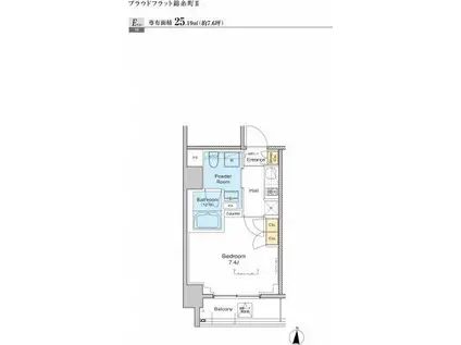 プラウドフラット錦糸町II(1K/3階)の間取り写真