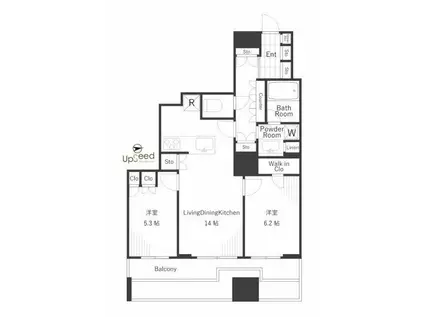 富久クロスコンフォートタワー(2LDK/3階)の間取り写真