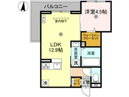 CLASHIST中宮3丁目(1LDK/2階)の間取り写真