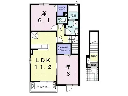 サンティエ(2LDK/2階)の間取り写真