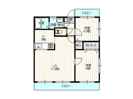 グランルミエル(2LDK/8階)の間取り写真