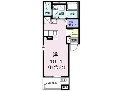 ソレイユ(ワンルーム/2階)の間取り写真