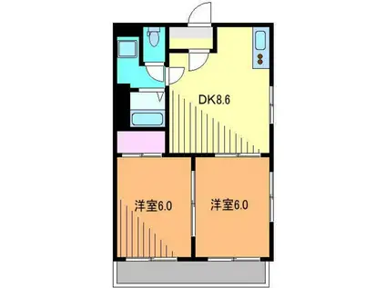 ハイツツヤマ(2DK/2階)の間取り写真