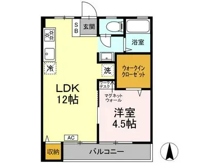 光マンション(1LDK/1階)の間取り写真