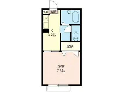 マイネビィータ(1K/2階)の間取り写真