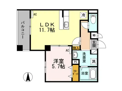 エスト四つ木(1LDK/3階)の間取り写真