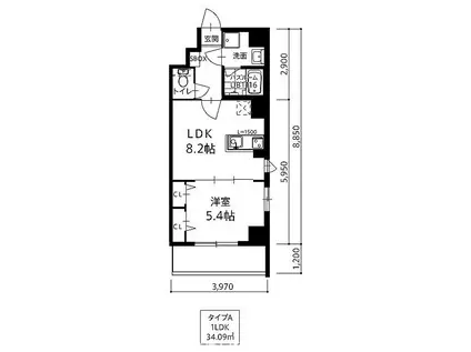 モダンパラッツォ東公園(1LDK/6階)の間取り写真