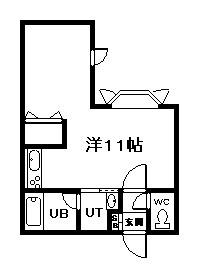 エルム医大前A棟(ワンルーム/1階)の間取り写真
