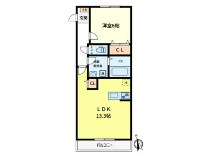 ヴェルドミールC(1LDK/2階)の間取り写真