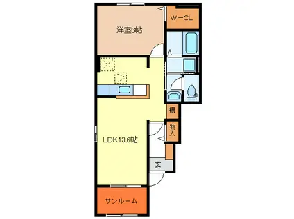 シンク エンタ(1LDK/1階)の間取り写真