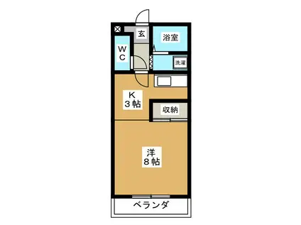 BANKS(1K/2階)の間取り写真