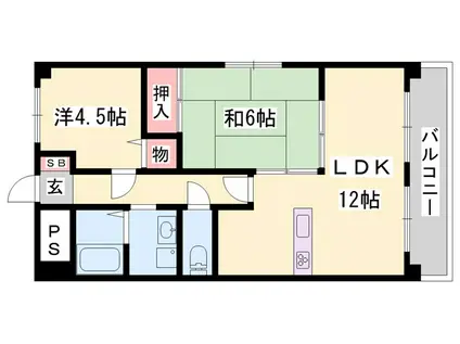 ファルネーゼ鵤(2LDK/1階)の間取り写真