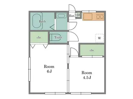 倉片ハイツ(2K/1階)の間取り写真